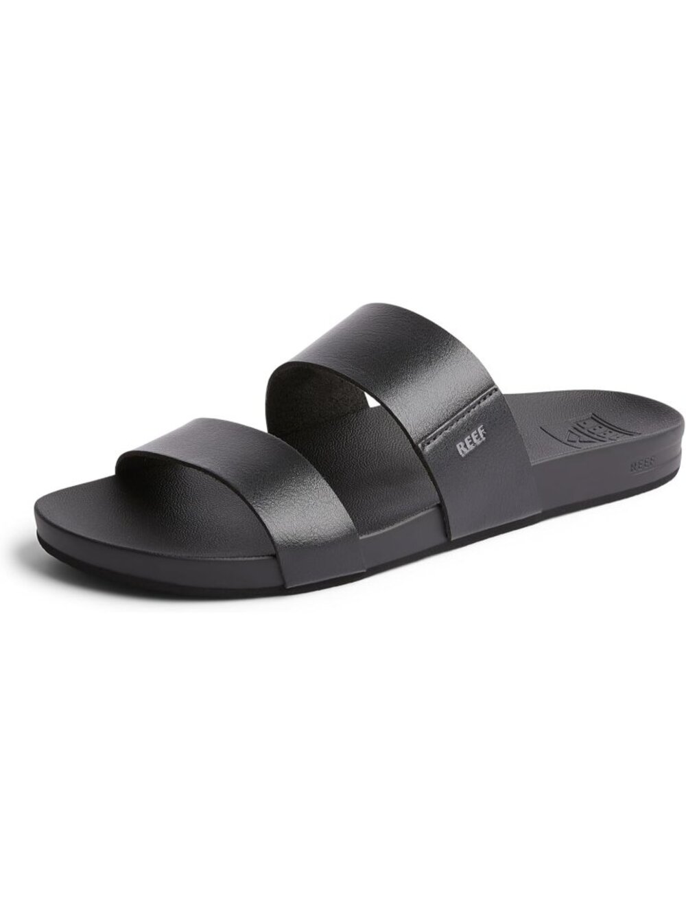Women's Black Open-Toe Footwear Cushion Vista Solid Slide Rubber Sandal Shoes